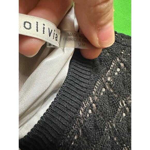 ALICE + OLIVIA Gin Pointelle Lace Wool Blend Mini Black Dress Size medium - Picture 11 of 16